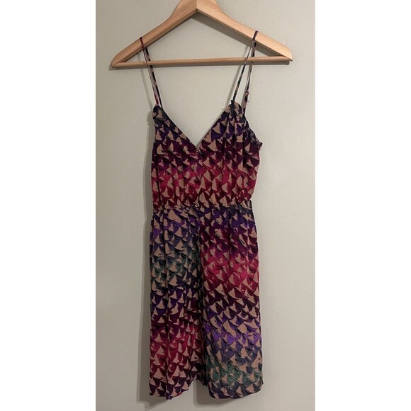 NWT Ecote 100% silk Multicolor bohemian Geometric stylish top dress size xs - Picture 1 of 7